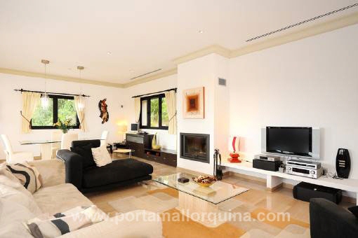 Dekoelemnte Und Luxus Kamin Im Modernen Wohnzimmer Wie Ein