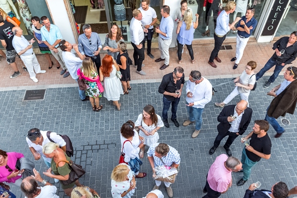 View of the party from the roof terrace