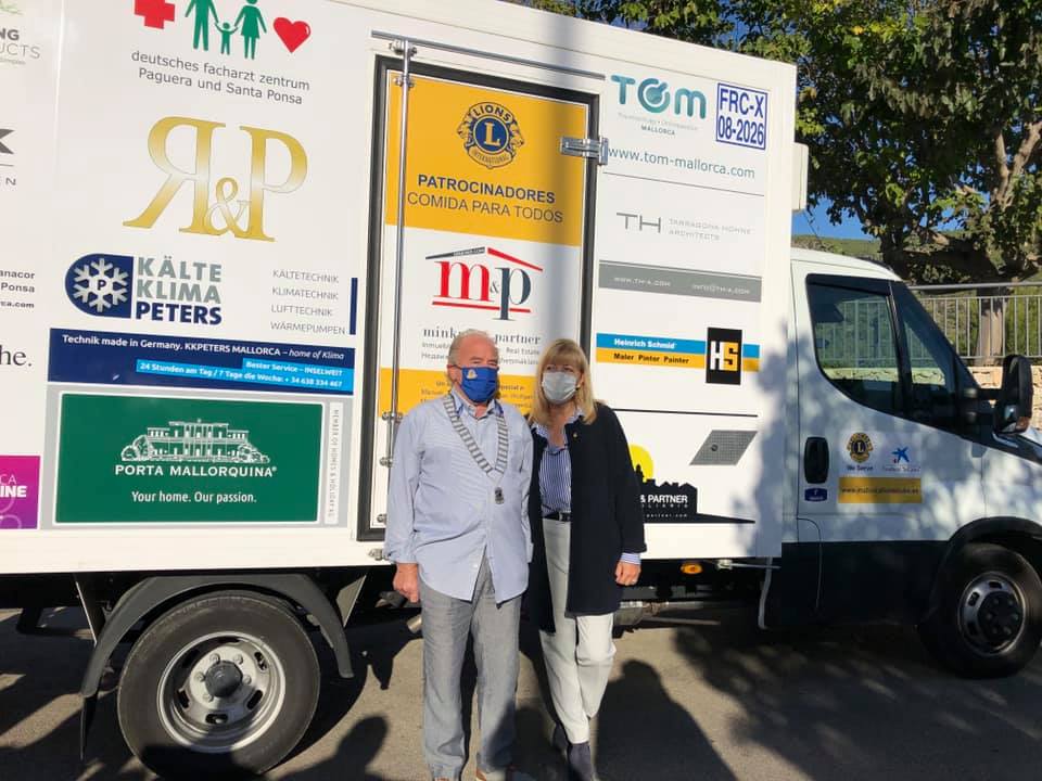 The Lions Club truck drives around the island weekly collecting food for those in need.