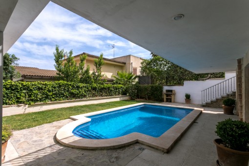 Well-tended pool area