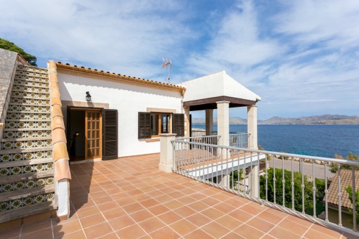 Sunny terrace with sea views