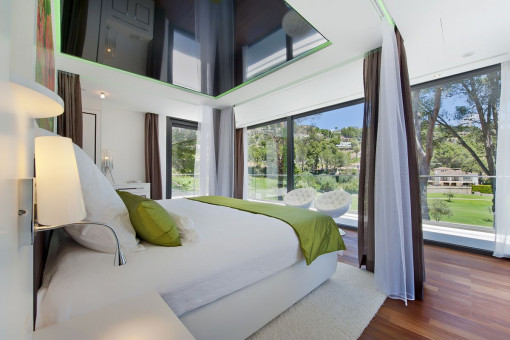 Master bedroom with garden views