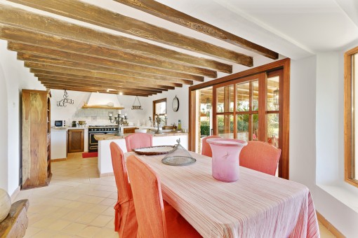 Open dining area and kitchen
