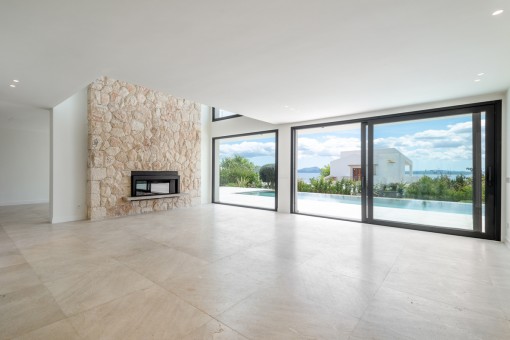 Large living area with terrace access