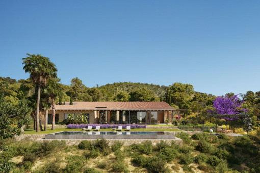 Spacious garden and pool area