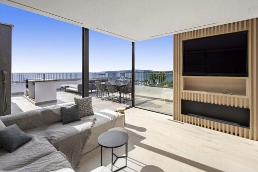 Living area with panoarma sea views