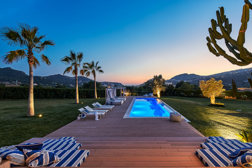 Pool area by night