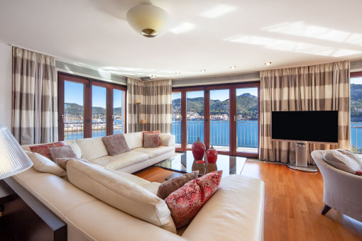 Generous living area with sea views