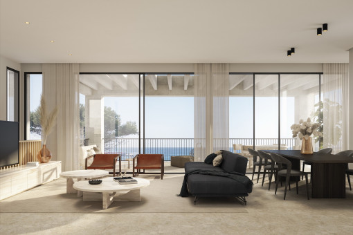 Render living and dining area