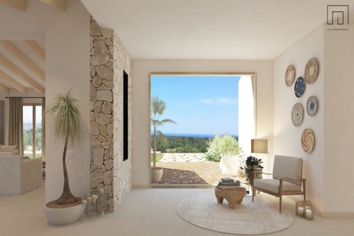 Living area with stunning sea views