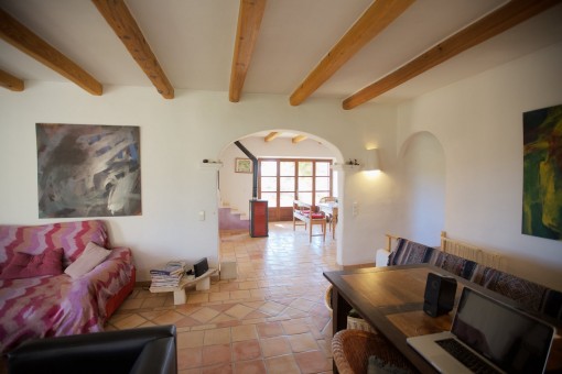 Open living and dining area