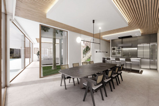 Dining area and kitchen