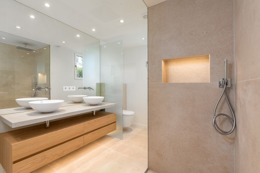 Modern bathroom with walk-in shower