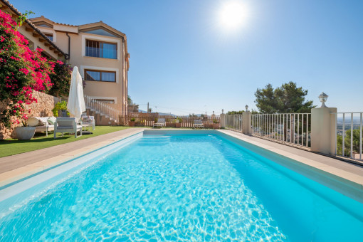 Well-tended terrace and pool area