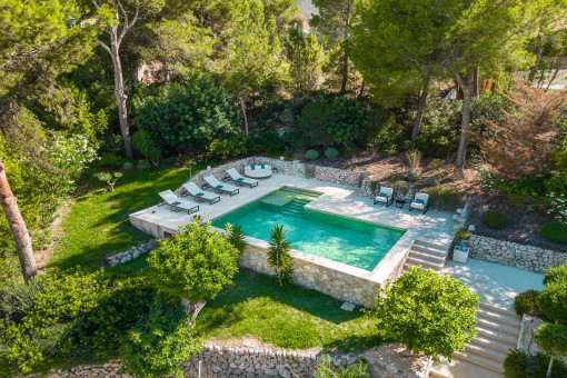 Pool oasis in a green garden
