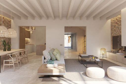 Bright living and dining area