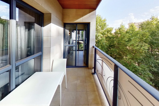 Covered balcony facing southwest