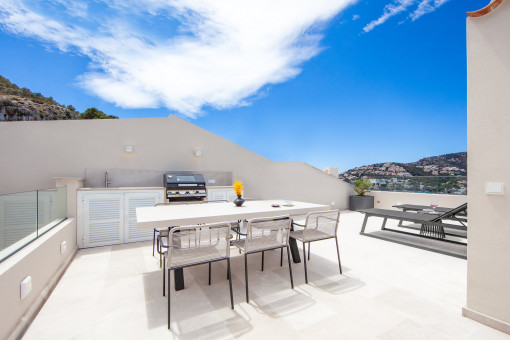 View to the rear of the rooftop terrace