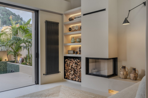 Fireplace in the living area