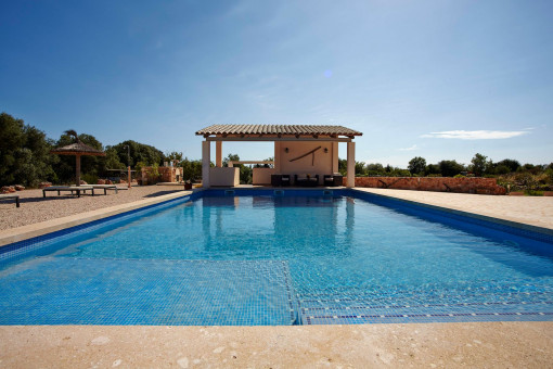 Pool with 84 m², outdoor shower and lounge area