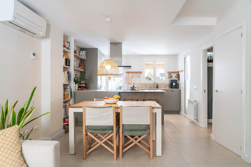 Open designed kitchen and dining area