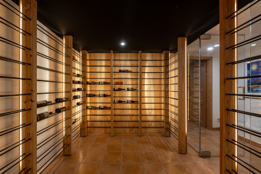 Designer wine cellar with controlled temperature and humidity