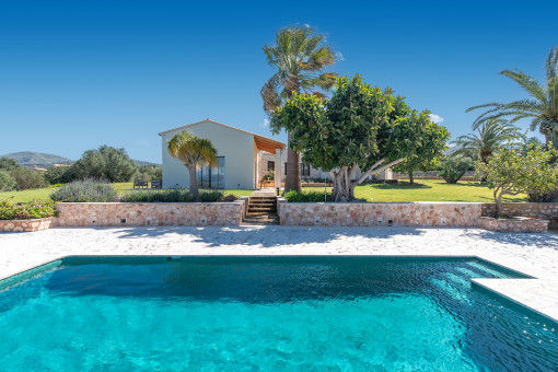 Spacious saltwater pool with sun terrace