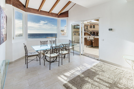 Dining area with panoramic sea view