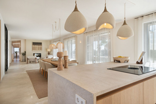 Open living and dining area
