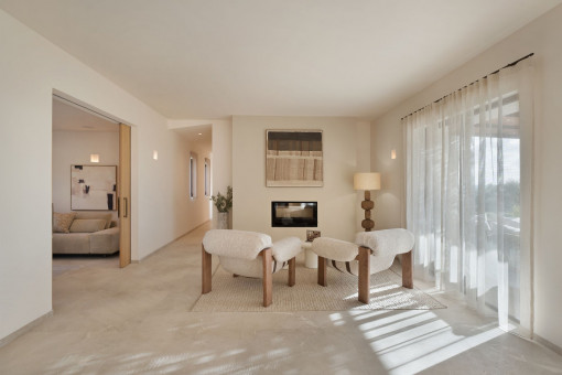 Seating area with fireplace