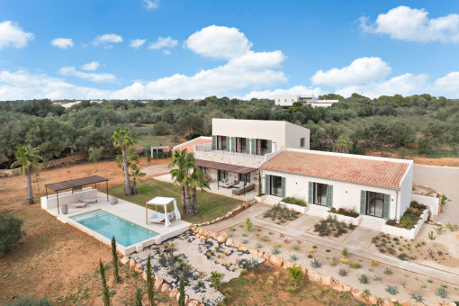 Panoramic aerial view of the estate