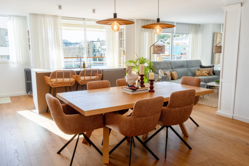 Dining area with open kitchen