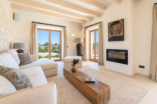 Living room with fireplace