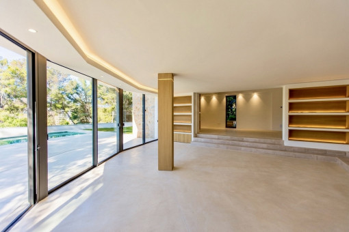 Open living and dining area