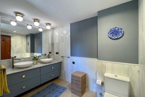 One of the two bathrooms