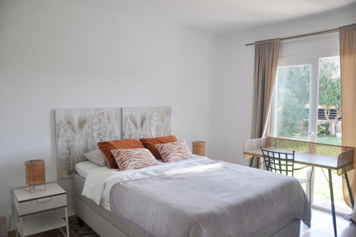 Bright bedroom with views