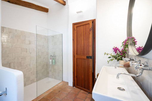 One of the three bathrooms