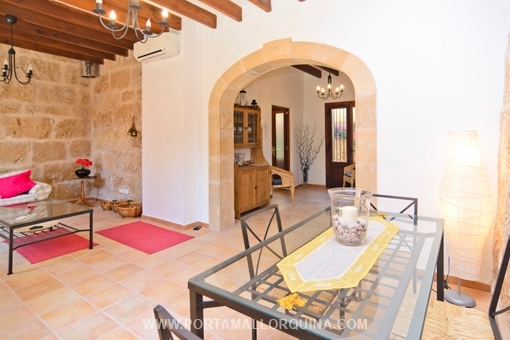 Open living and dining area