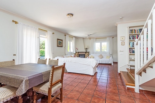 Open living and dining area