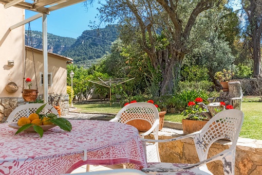 Covered terrace with dining area