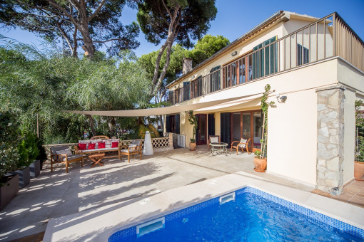 Views to the villa from the pool