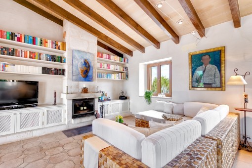 Living area with fireplace