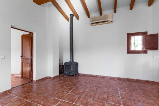 Fireplace in the guest house