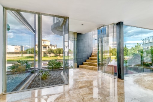 Garden and pool views from the ground floor