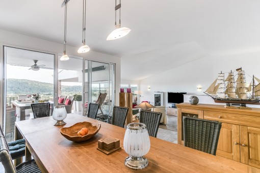 Dining area with access to the terrace