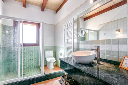 Light flooded bathroom flooded with daylight