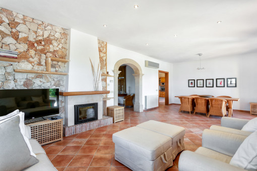 Cozy living area with fireplace
