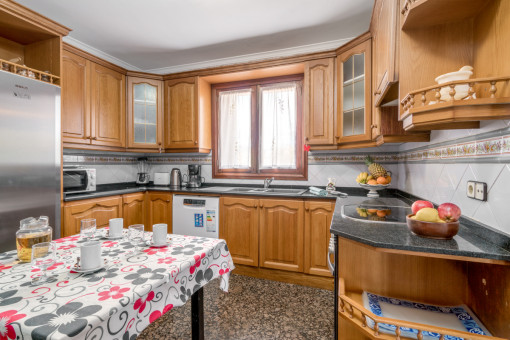 Wooden kitchen with dining area