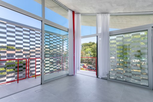 Bedroom with sea views
