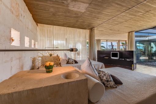 Open plan bedroom